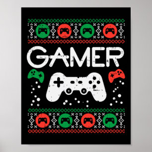 Poster Joueur Vilain Chandail de Noël Retro Jeu Vidéo Jeu