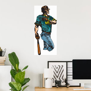 Poster Joueur vintage de baseball Retro Sports Artwork