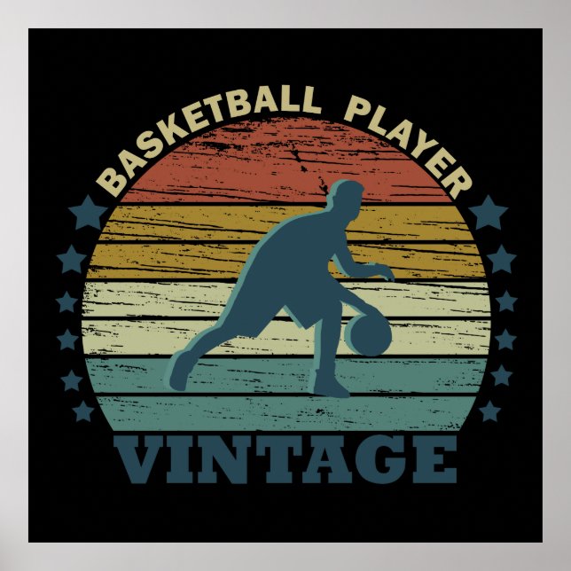 Poster joueur vintage de basket (Devant)