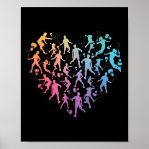 Poster Joueurs de badminton à l'aquarelle Équipe Amoureux