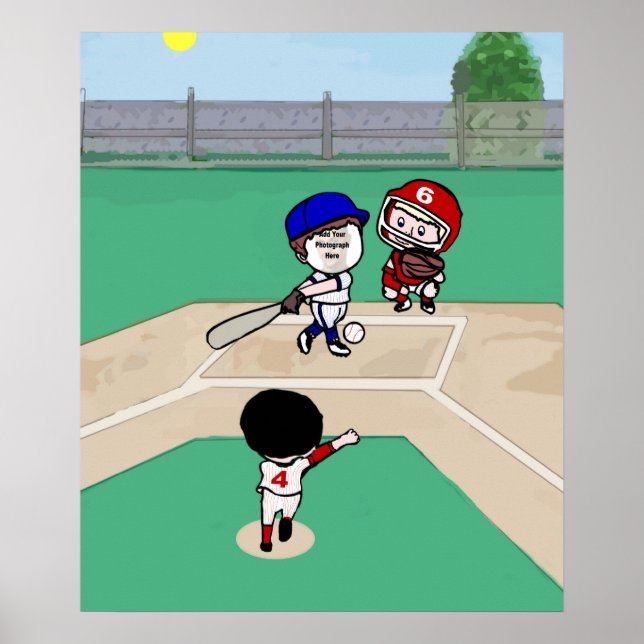 Poster Joueurs de baseball modèle de la photo Cute (Devant)