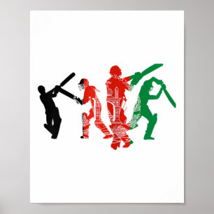 Poster Joueurs de cricket Drapeau Afghanistan
