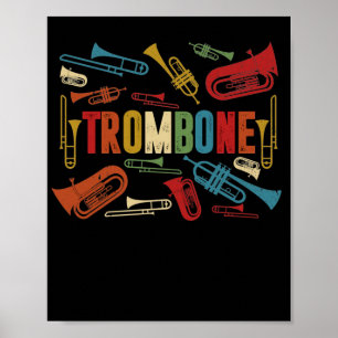 Poster Joueurs vintage Retro Trombone Trombonist