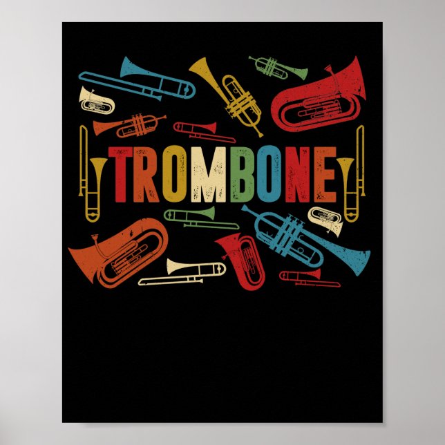 Poster Joueurs vintage Retro Trombone Trombonist (Devant)