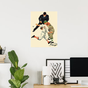 Poster Joueurs vintages de baseball de sport en sécurité 