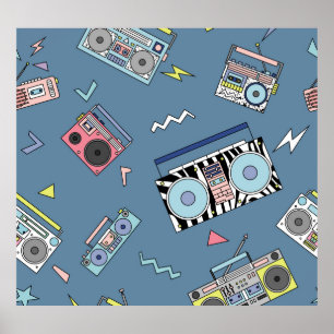 Poster Joueurs vintages de cassettes : Art Rétro sans Sea