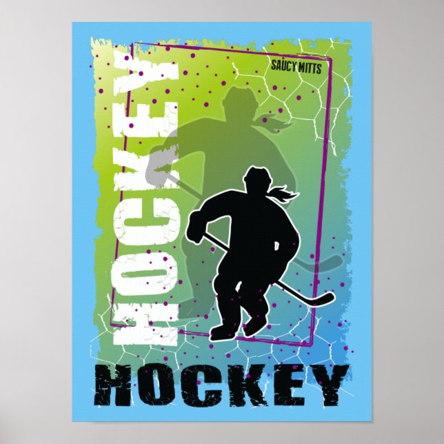 Poster Joueuse Abstraite de hockey féminin (Devant)