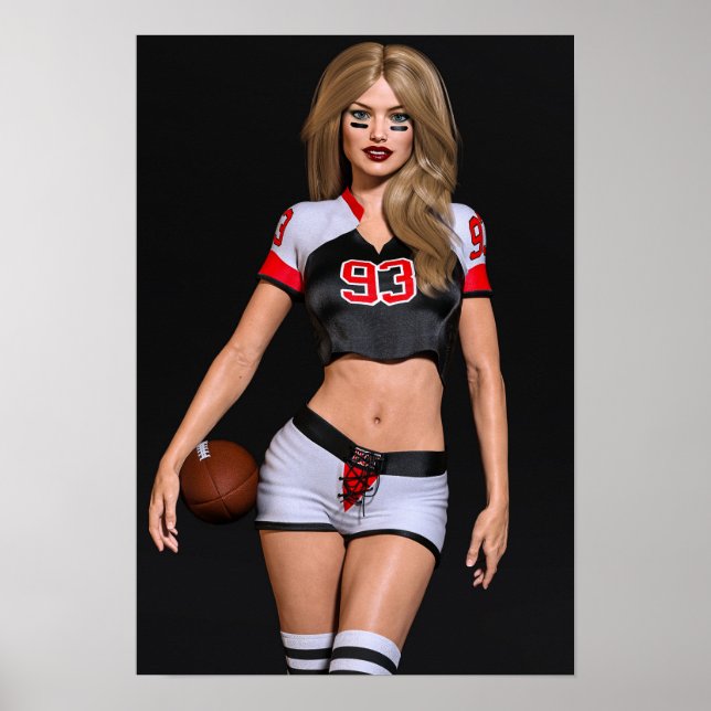 Poster Joueuse de football féminin contre Noir (Devant)