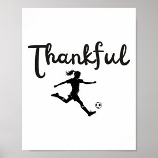 Poster Joueuse de football reconnaissante fille Thanksgiv