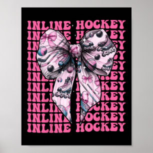 Poster Joueuse de hockey en ligne fille coquette noeud ro