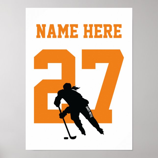 Poster Joueuse de hockey personnalisée féminin Numéro Ora (Devant)