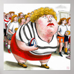 Poster Joueuse de rugby - Rugby Painting Print