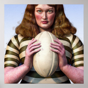 Poster Joueuse de rugby - Rugby Painting Print