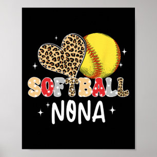 Poster Joueuse de softball Nona cœur léopard amoureux de