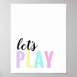 Poster Jouez dans la salle de jeux Arc-en-ciel pastel
