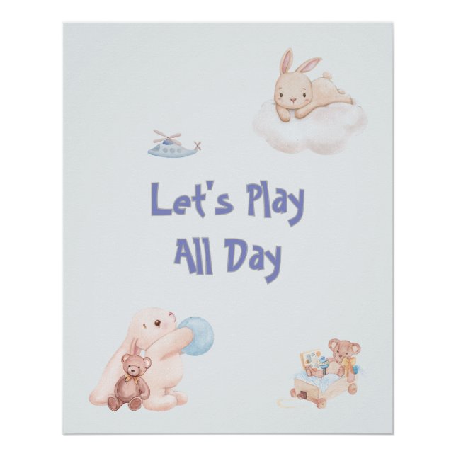 Poster "Jouons toute la journée" Baby Bunnies (Devant)