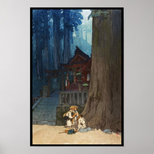 Poster Jour brumeux dans l'art de bois de graveur de