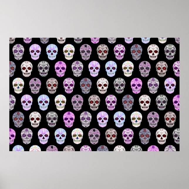 Poster Jour coloré du Motif crâne de sucre mort (Devant)