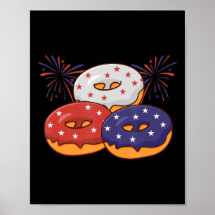 Poster Jour commémoratif Patriotique American Donut 4 jui