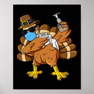 Poster Jour d'Action de grâce Dabbing Turquie Pèlerin Gar
