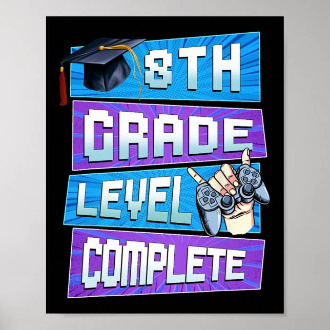 Poster Jour De 8E Année Niveau Complet Graduation Garçons (Devant)