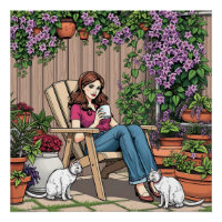 Jour de détente | Femmes avec café, chats et Plant