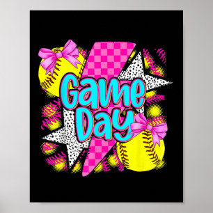 Poster Jour de jeu Softball Lightball Coquette Bow Funny
