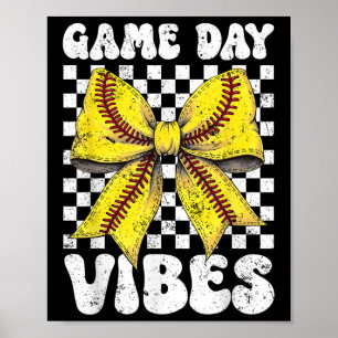 Poster Jour de jeu Vibes Coquette Bow Softball Mama Softb