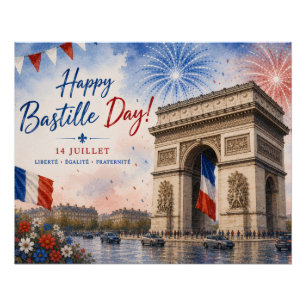 Poster jour de la Bastille Arc de triomphe Paris France f