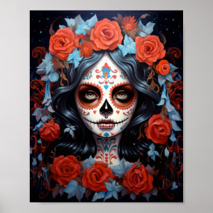 Poster Jour De La Fille Du Crâne Sucre Des Morts