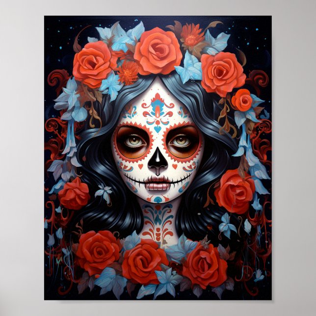 Poster Jour De La Fille Du Crâne Sucre Des Morts (Devant)