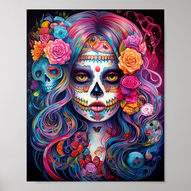 Poster Jour De La Fille Du Crâne Sucre Des Morts (Devant)