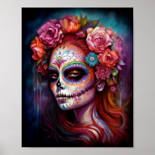 Poster Jour De La Fille Du Crâne Sucre Des Morts