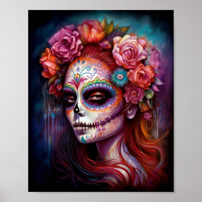 Poster Jour De La Fille Du Crâne Sucre Des Morts (Devant)
