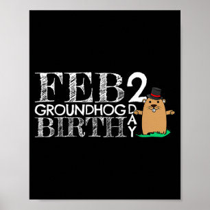 Poster Jour de la marmotte de Punxsy Phils Cute le 2 févr