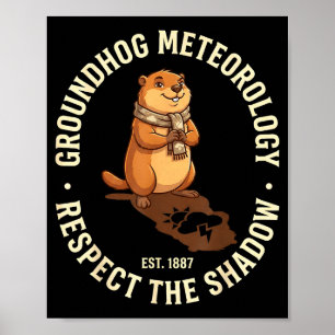 Poster Jour de la marmotte Respectez l'ombre météorologie