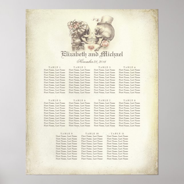 Poster Jour de la mort du crâne Deux Mariages assis (Devant)
