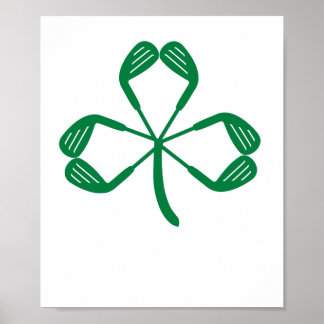 Poster Jour de la Saint Patrick de golf Shamrock irlandai