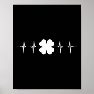 Poster Jour de la Saint Patrick Ekg Shamrock de battement