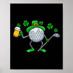 Poster Jour de la Saint-Patrick Golf Golfeur Irlandais Bi