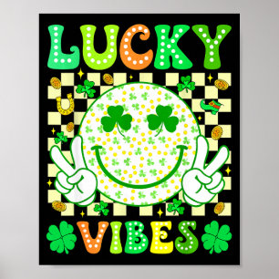Poster Jour de la Saint-Patrick Groovy Vibes Chanceuses T