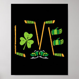 Poster Jour de la Saint Patrick Love Hockey sur glace Sai