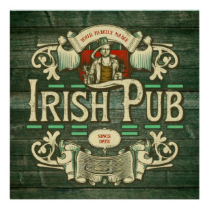 Poster Jour de la Saint Patrick personnalisé drôle Pub ir