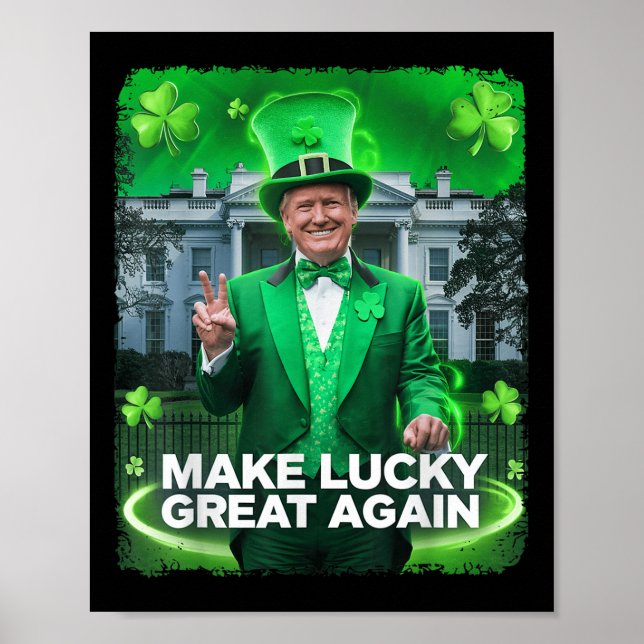 Poster Jour de la Saint Patrick Trump Leprechaun Casquett (Devant)