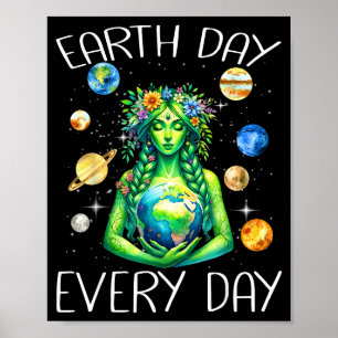 Poster Jour de la Terre Chaque Jour Hippie Nature Gaïa Dé