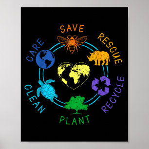 Poster Jour de la Terre Sauver Secourir Recycler Usine Pr
