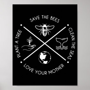 Poster Jour de la Terre Sauvez les Abeilles Plantez Plus