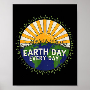 Poster Jour de la Terre tous les jours Rétro Vintage Éco