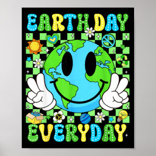 Poster Jour de la terre tous les jours visage souriant dr