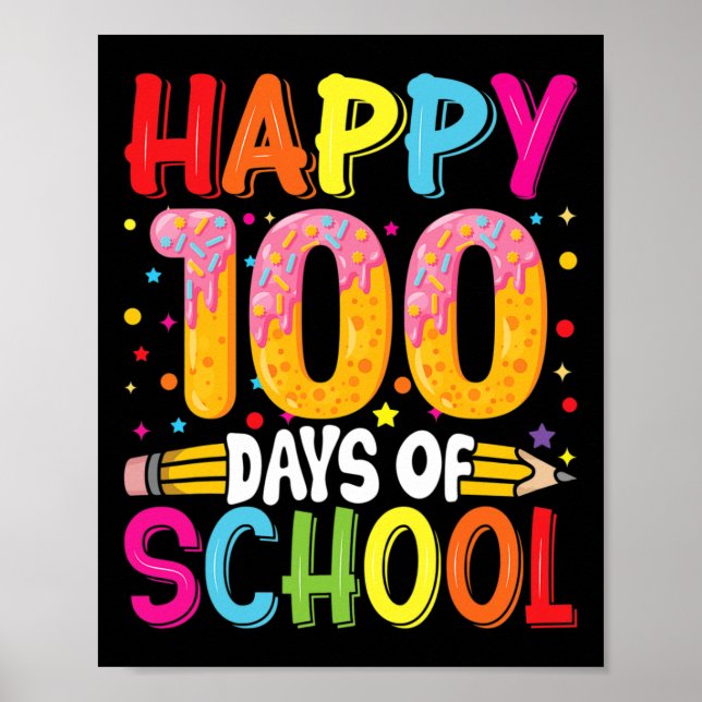 Poster Jour De L'École Enseignants Enfants Joyeux 100 Jou (Devant)